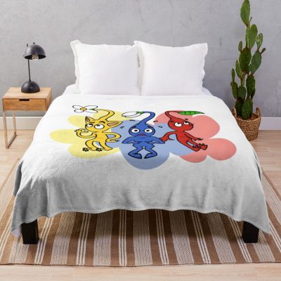Red Blue And Yellow Pikmin Throw Blanket Official Pikmin Merch