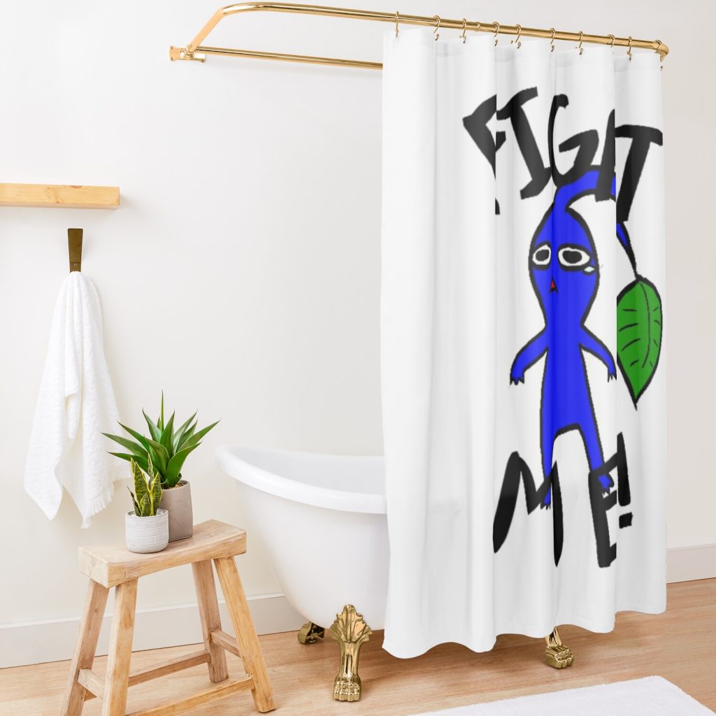Fight Me! (Blue Pikmin) Shower Curtain Official Pikmin Merch
