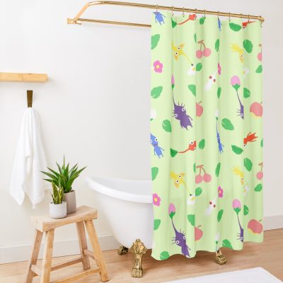 Cute Pikmin Pattern Shower Curtain Official Pikmin Merch