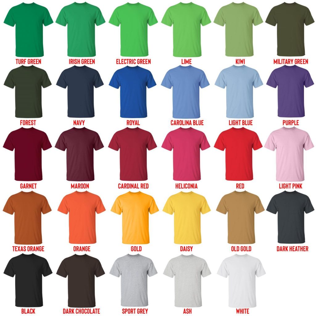 t shirt color chart - Pikmin Store