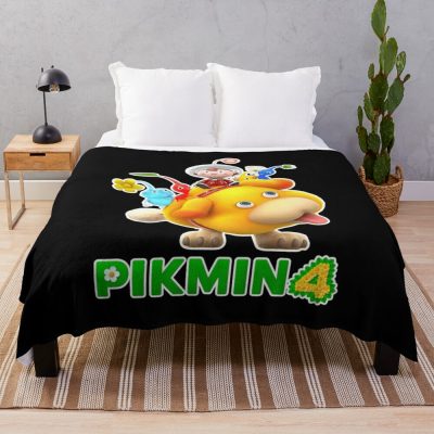 Pikmin, Pikmin 4, Rescue Pup Oatchi, Pikmin 2023, Balck Throw Blanket Official Cow Anime Merch