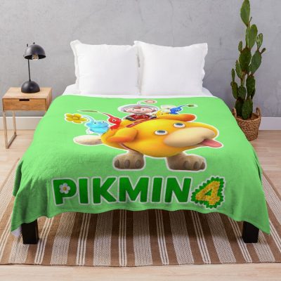 Pikmin, Pikmin 4, Rescue Pup Oatchi, Pikmin 2023, Logo Throw Blanket Official Cow Anime Merch
